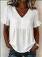 Ruffled Loose-fit V-neck Flared-sleeve Blouse