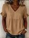 Ruffled Loose-fit V-neck Flared-sleeve Blouse