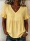 Ruffled Loose-fit V-neck Flared-sleeve Blouse