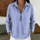 Womens Striped Shirt With A Turn-down Collar And Zipper Front