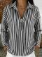 Womens Striped Shirt With A Turn-down Collar And Zipper Front