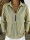 Womens Striped Shirt With A Turn-down Collar And Zipper Front