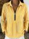 Womens Striped Shirt With A Turn-down Collar And Zipper Front