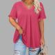 Casual Solid-color Short-sleeve Top With Ruffled Cap Sleeves And A V-neck