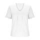 Casual Solid-color Short-sleeve Top With Ruffled Cap Sleeves And A V-neck