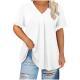 Casual Solid-color Short-sleeve Top With Ruffled Cap Sleeves And A V-neck
