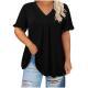 Casual Solid-color Short-sleeve Top With Ruffled Cap Sleeves And A V-neck