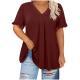 Casual Solid-color Short-sleeve Top With Ruffled Cap Sleeves And A V-neck