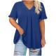 Casual Solid-color Short-sleeve Top With Ruffled Cap Sleeves And A V-neck