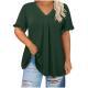 Casual Solid-color Short-sleeve Top With Ruffled Cap Sleeves And A V-neck