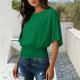 Solid Color Stylish Relaxed Fit Slightly Casual Short Sleeve T-shirt With A Round Neckline And Ruffled Hem