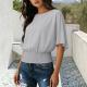 Solid Color Stylish Relaxed Fit Slightly Casual Short Sleeve T-shirt With A Round Neckline And Ruffled Hem