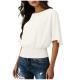 Solid Color Stylish Relaxed Fit Slightly Casual Short Sleeve T-shirt With A Round Neckline And Ruffled Hem