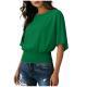 Solid Color Stylish Relaxed Fit Slightly Casual Short Sleeve T-shirt With A Round Neckline And Ruffled Hem