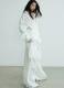 Lace-Panel Pure And Alluring White Loose-Fitting Long-Sleeve White Shirt