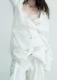 Lace-Panel Pure And Alluring White Loose-Fitting Long-Sleeve White Shirt