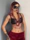 Womens Mesh Rhinestone Fishnet Hooded Vest