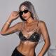 Womens Mesh Rhinestone Fishnet Hooded Vest