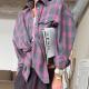 Retro-style Versatile Plaid Long-sleeve Pocket Womens Blouse