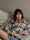 Retro-style Versatile Plaid Long-sleeve Pocket Womens Blouse