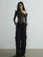 Retro Pleated Boatneck Off Shoulder Green Velvet Sheen Base Top