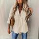 Womens Versatile Long-sleeved Plus-size Shirt With Pockets Suitable For All Seasons