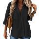 Womens Versatile Long-sleeved Plus-size Shirt With Pockets Suitable For All Seasons
