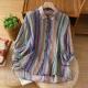 Elegant Lapel Slim-fit Three-quarter-sleeve Blouse Top