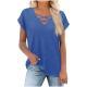 Crisscross V-Neck Dolman Sleeve Loose T-Shirt
