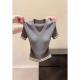 V-neck Short-sleeved Solid-color Knit Sweater