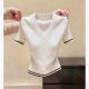 V-neck Short-sleeved Solid-color Knit Sweater