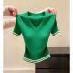 V-neck Short-sleeved Solid-color Knit Sweater