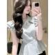 Elegant Striped Shirt With Fly Sleeves