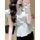 Elegant Striped Shirt With Fly Sleeves