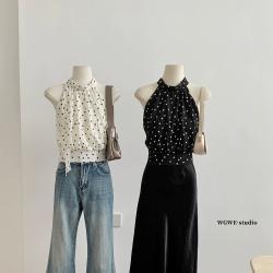 Polka-dot Halter Off-shoulder Sleeveless Camisole