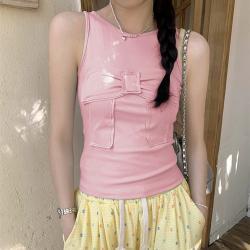 Three-dimensional Bowknot I-shaped Outerwear Slim-fit Cropped Vest