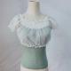 Womens Sheer Sweet Puff-sleeve Off-shoulder Base Top