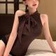 Gentle-style Bow-tie Strap Sleeveless Slimming Vest