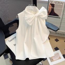 Bow-knot Sleeveless Loose-fitting Tummy-covering Vest