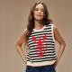 Womens Knitted Pullover With A Round Neckline And Jacquard Vest