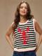 Womens Knitted Pullover With A Round Neckline And Jacquard Vest
