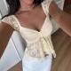 Lace V-neck Ruffled Demure-Style Short Shirt