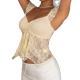 Lace V-neck Ruffled Demure-Style Short Shirt