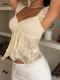 Lace V-neck Ruffled Demure-Style Short Shirt
