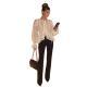 Round-neck Flared-sleeve Slim-fit Asymmetrical Blouse