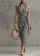 V-neck Plaid Sleeveless Maxi Dress