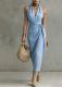 V-neck Plaid Sleeveless Maxi Dress