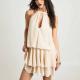 Elegant Backless Chiffon Mini Dress With A Flounced Hem For Summer