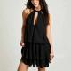 Elegant Backless Chiffon Mini Dress With A Flounced Hem For Summer