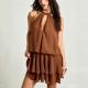 Elegant Backless Chiffon Mini Dress With A Flounced Hem For Summer